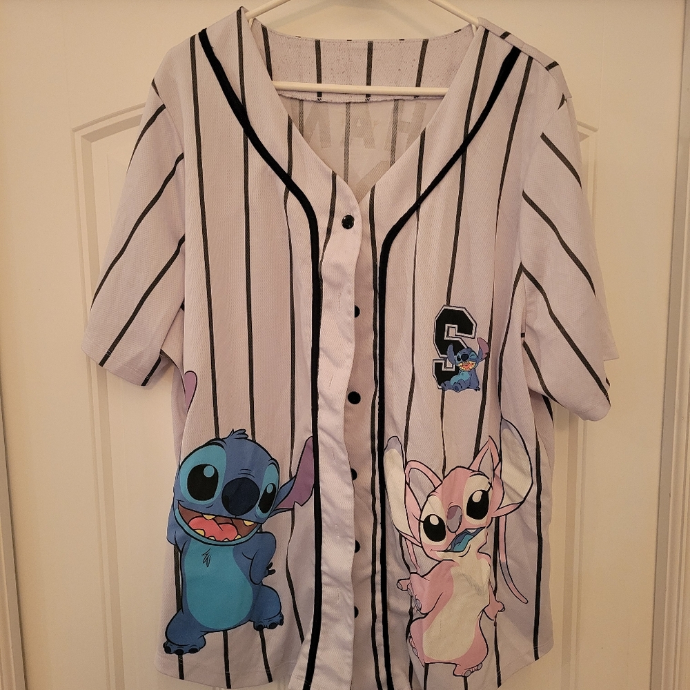 Cartoon Character Ohana And Stitch Striped Shirt Has No Size
